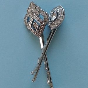 Silver and Crystal Tone Hair Pins/Accessory, NWOT